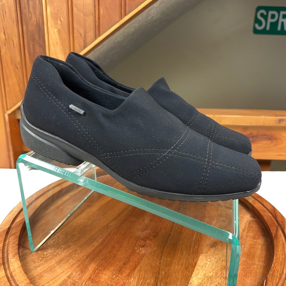 Ara Gore-Tex Womens 8 Black Waterproof Slip On Loafers Luftpolster Shoes